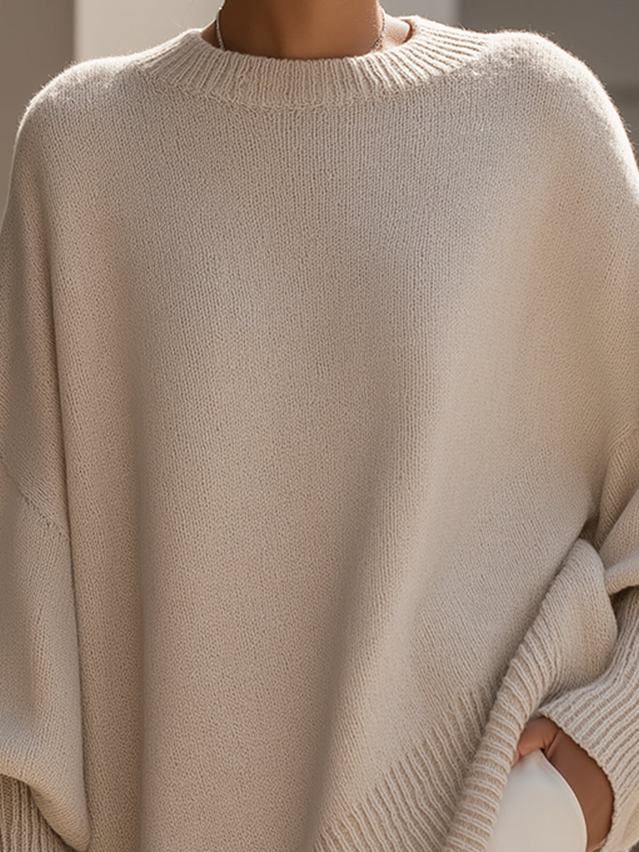 Liv | OverRozmiard Dzianinowy Poncho-Sweter