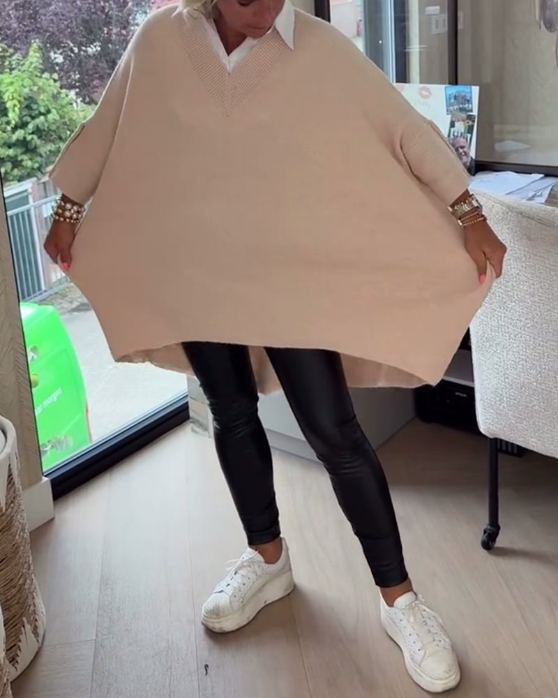 Sweter z Dekolt w serek, knappet w asymmetriske egenskaper
