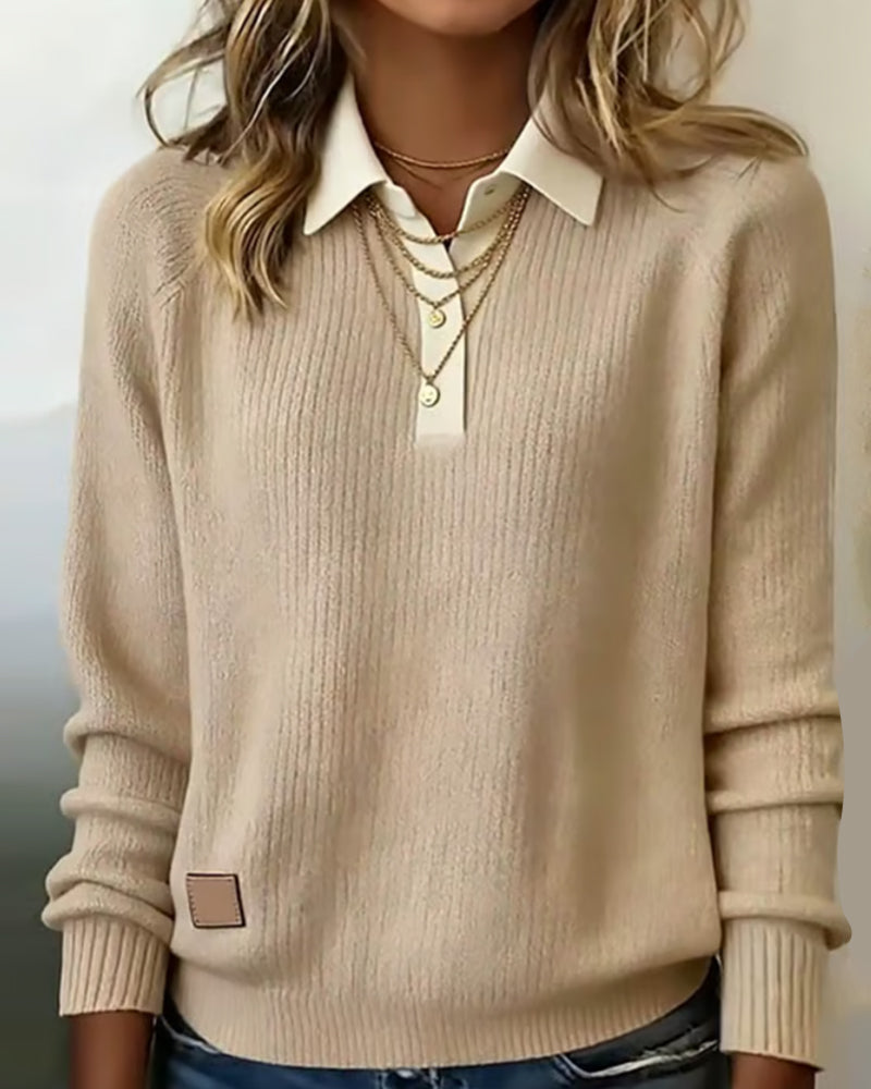 Sweter z revers w lappetekStyl