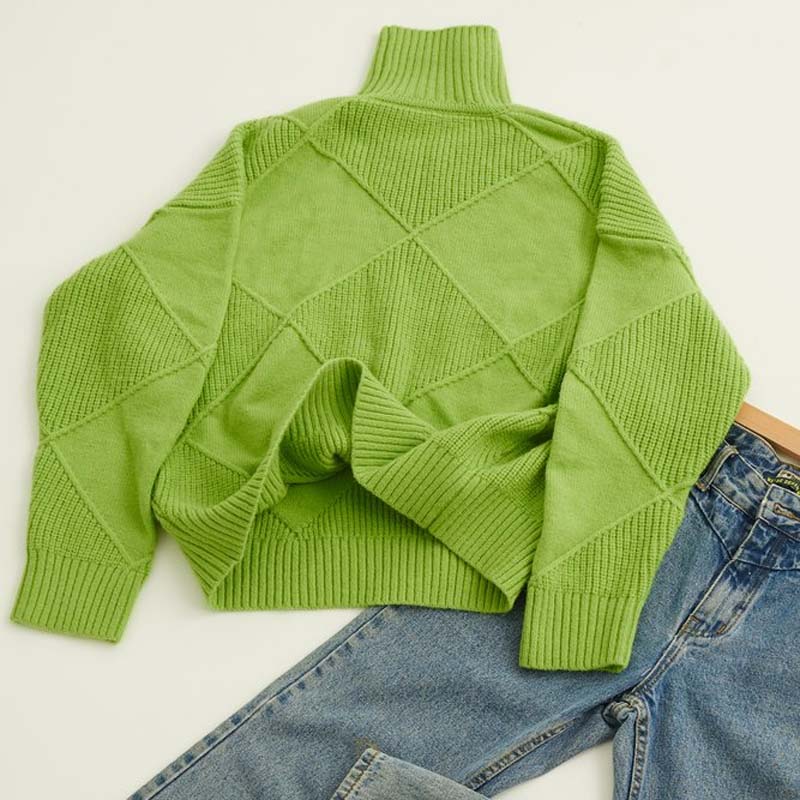 Casualowy Jednolity Dzianinowy Sweter