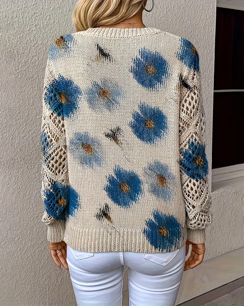 Sweter z długim rękawem Dekolt w serek jacquard