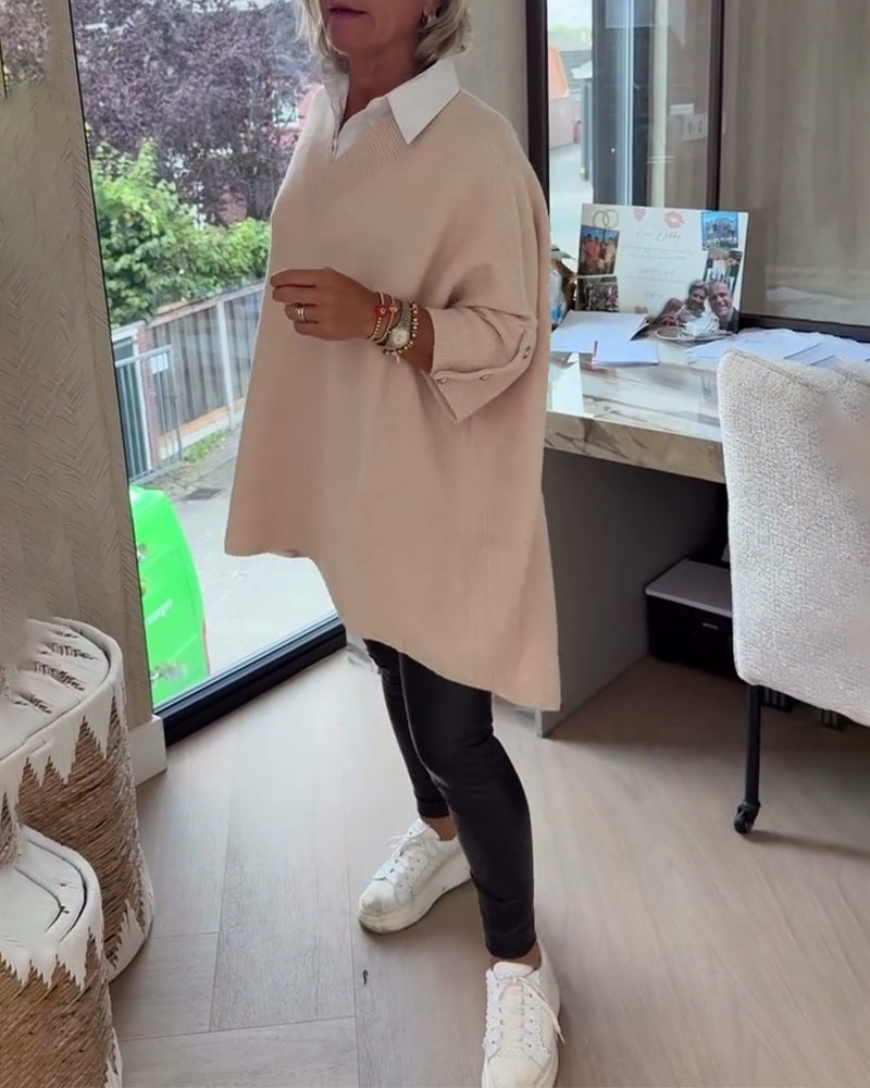Sweter z Dekolt w serek, knappet w asymmetriske egenskaper
