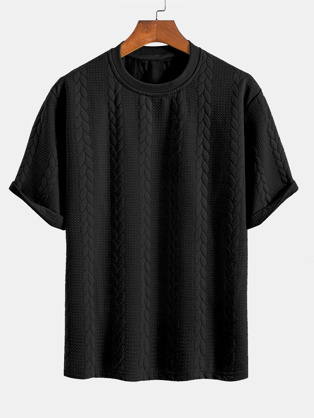 Avslappet Krój mellomlangt erme Twist jacquard T-shirt w szorty