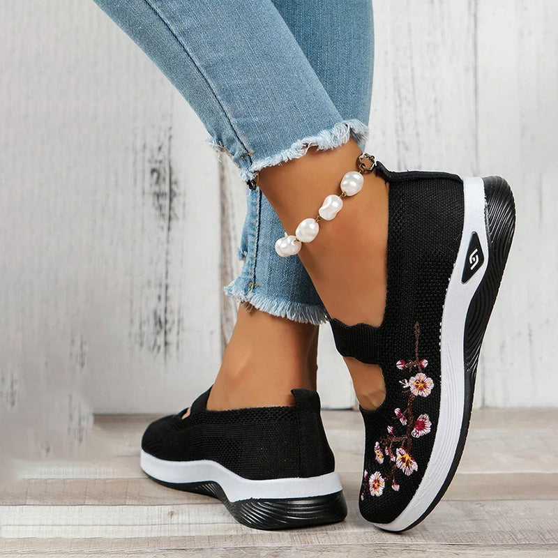 kwiaty Broderte Oddychający Buty
