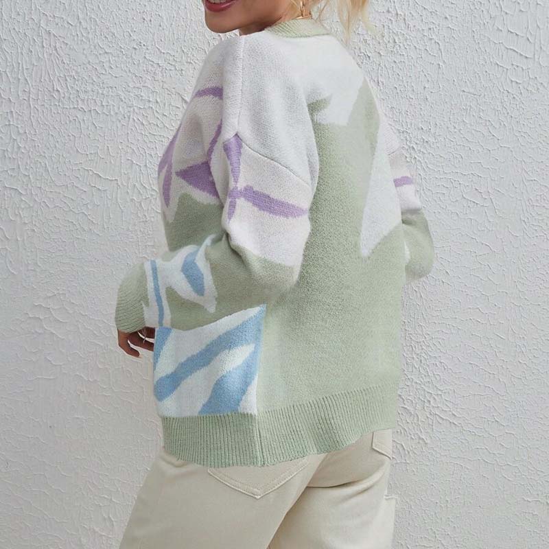 Casualowy Kolorblokk Sweter