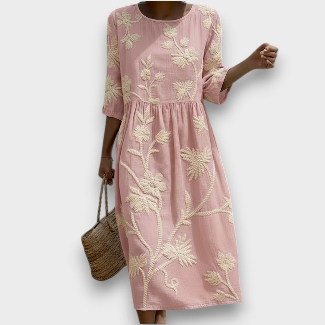 Phoebe | sukienka midi z plante- w blomsterprint