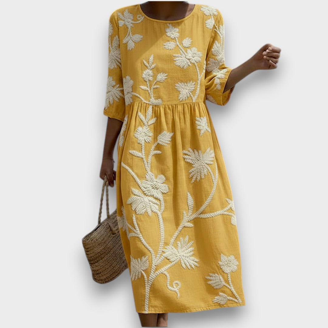 Yassy | sukienka midi z nadruk z planter w kwiaty