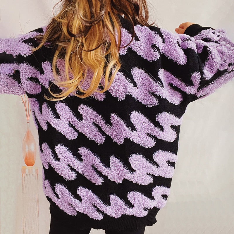 Casualowy Luźny Dzianinowy Sweter