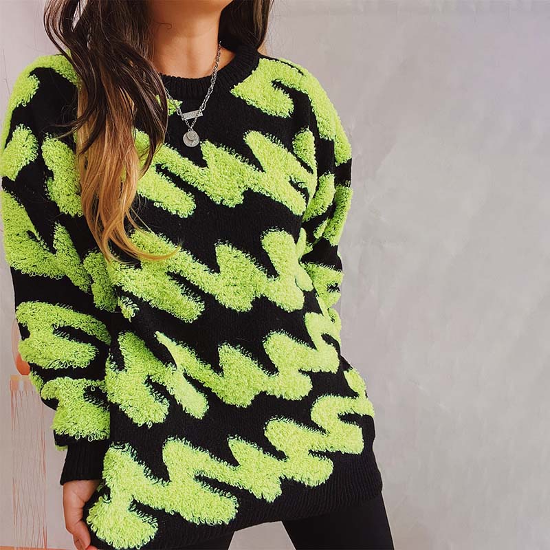 Casualowy Luźny Dzianinowy Sweter