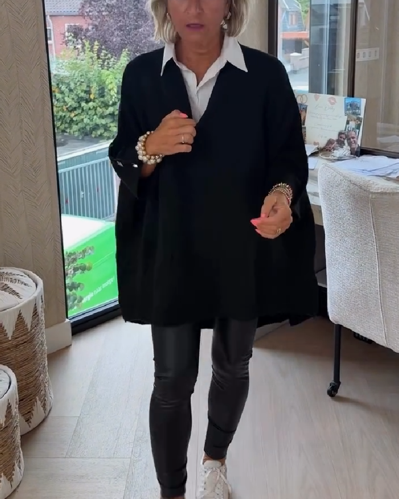 Sweter z Dekolt w serek, knappet w asymmetriske egenskaper