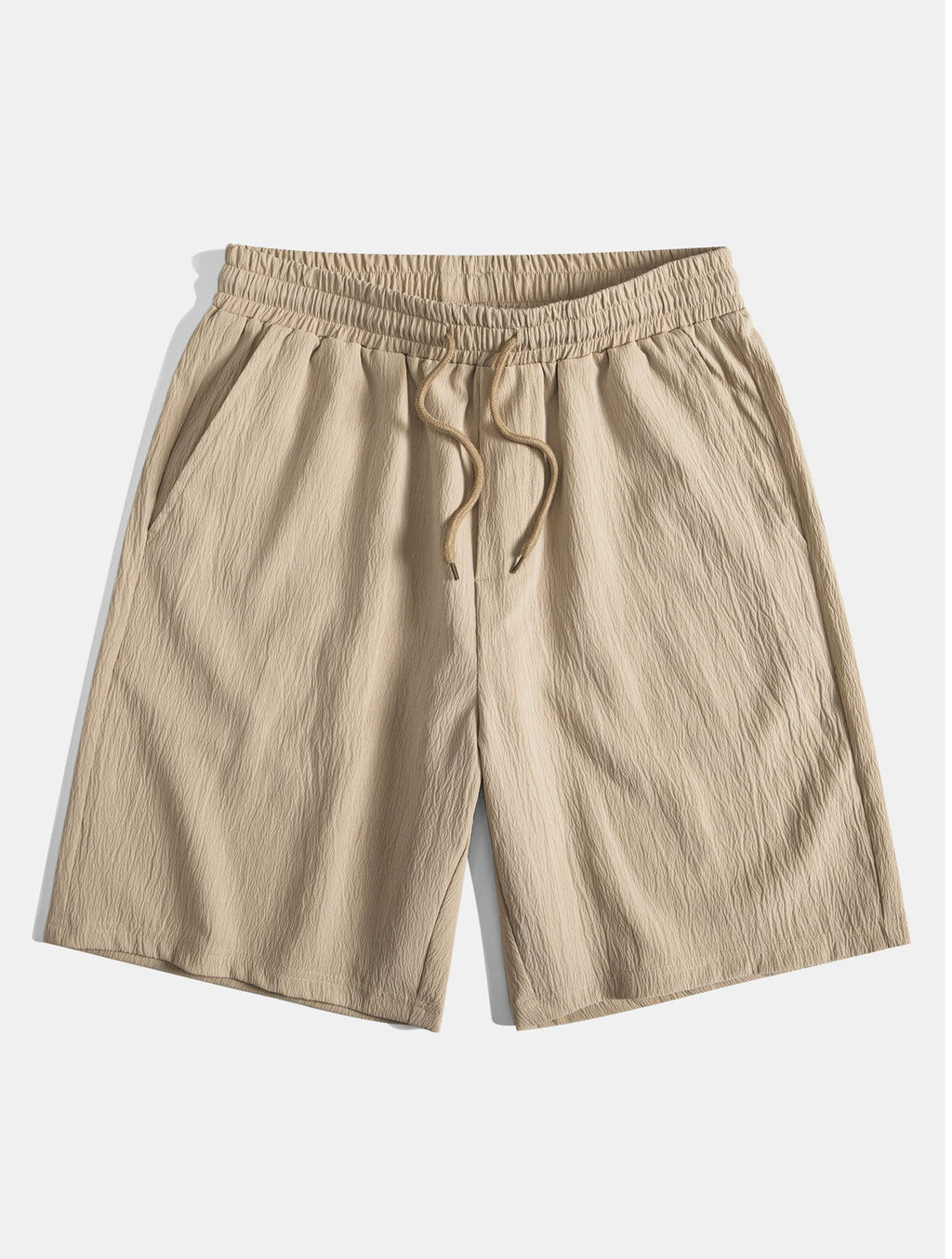 Geometrisk jacquard eyelet cubansk koszula w krøllete tekstur trekksnor krótkie Spodnie