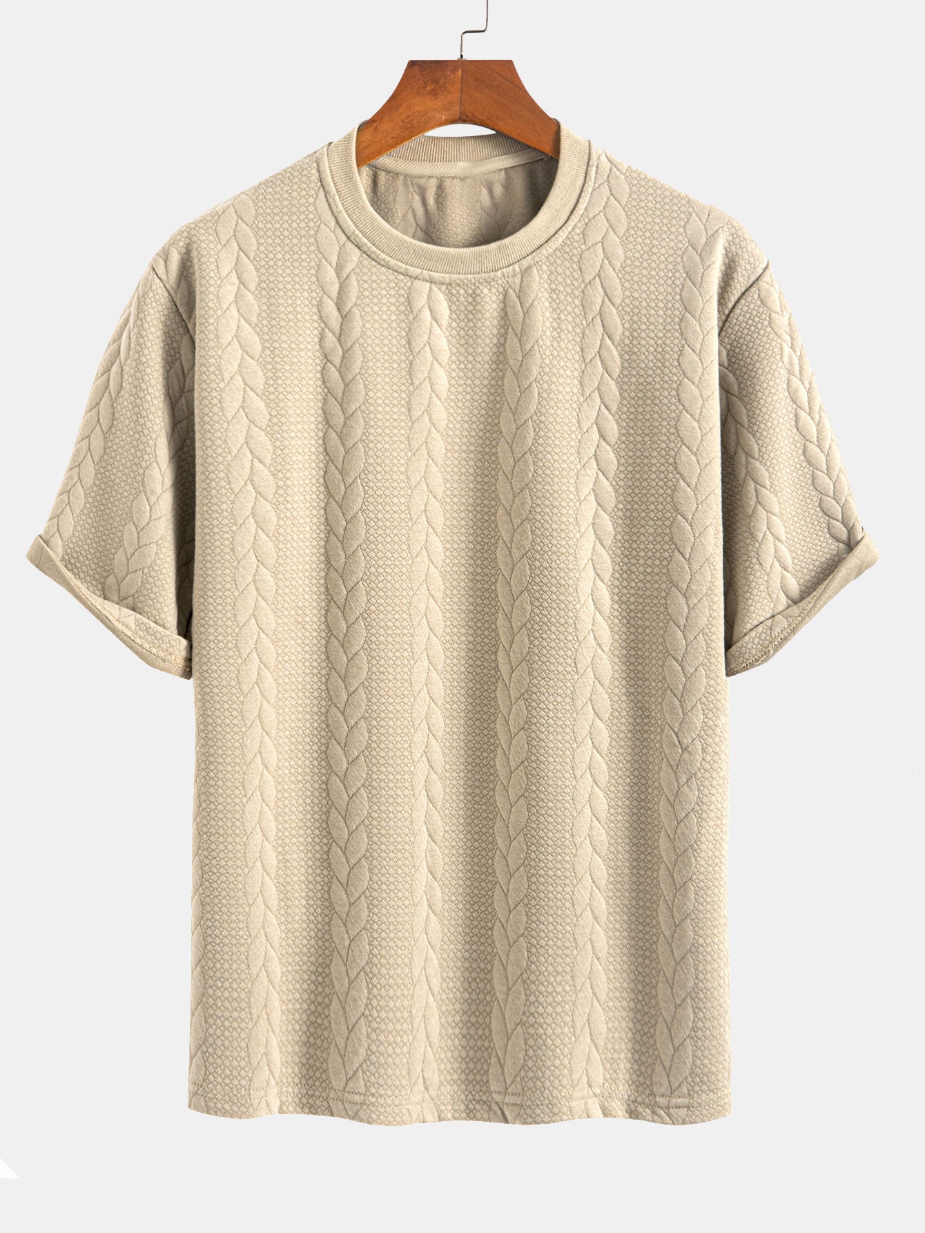 Avslappet Krój mellomlangt erme Twist jacquard T-shirt w szorty