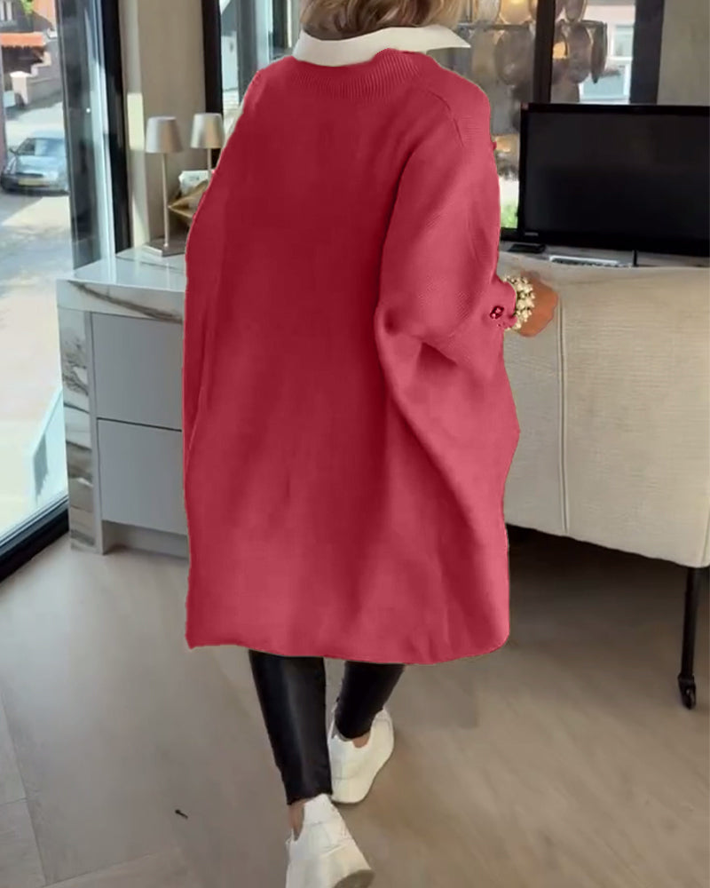 Sweter z Dekolt w serek, knappet w asymmetriske egenskaper
