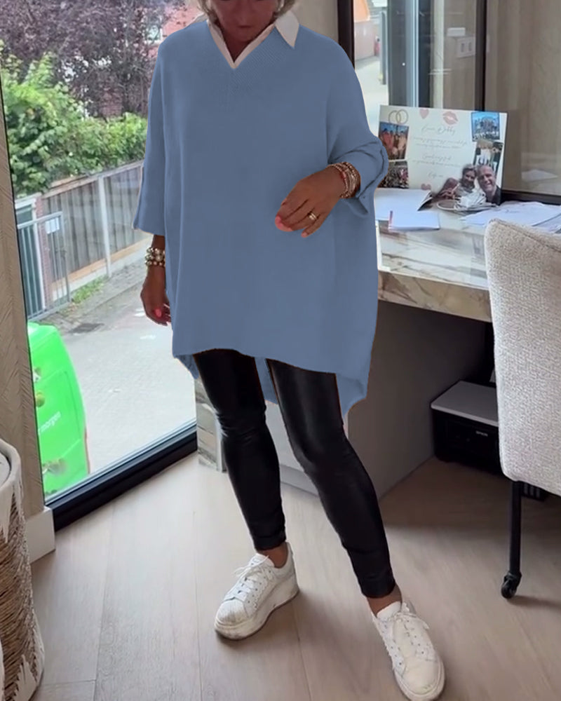 Sweter z Dekolt w serek, knappet w asymmetriske egenskaper