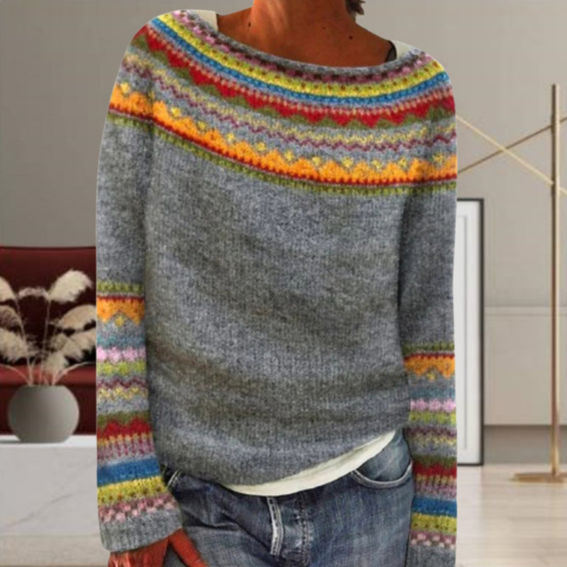 Vintage Geometrisk Dzianinowy Sweter