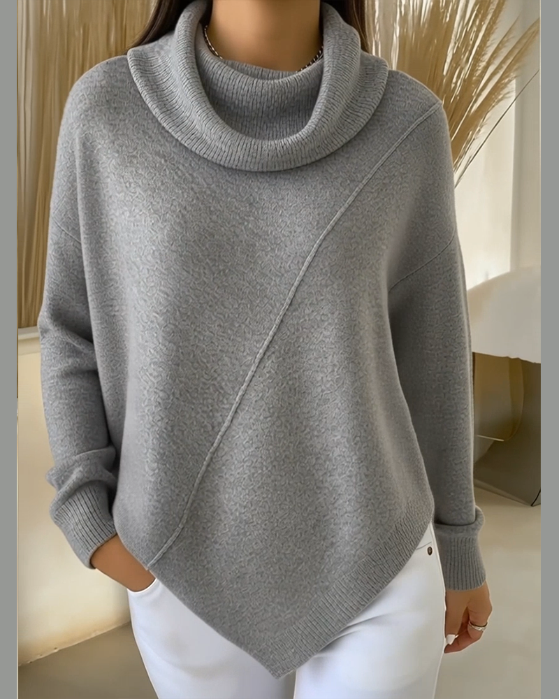 Sweter z asymmetrisk kołnierz
