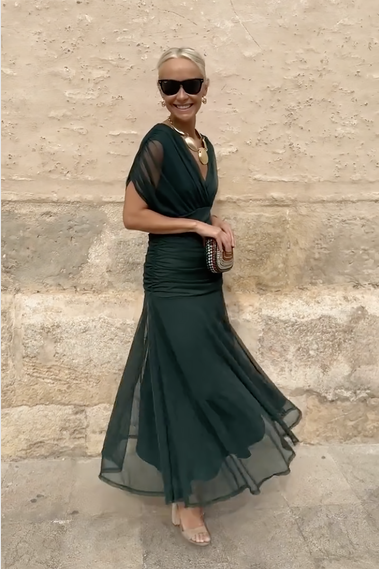 LOUISE | Elegancki sukienka maxi do festlige Okazjaer z Dekolt w serek