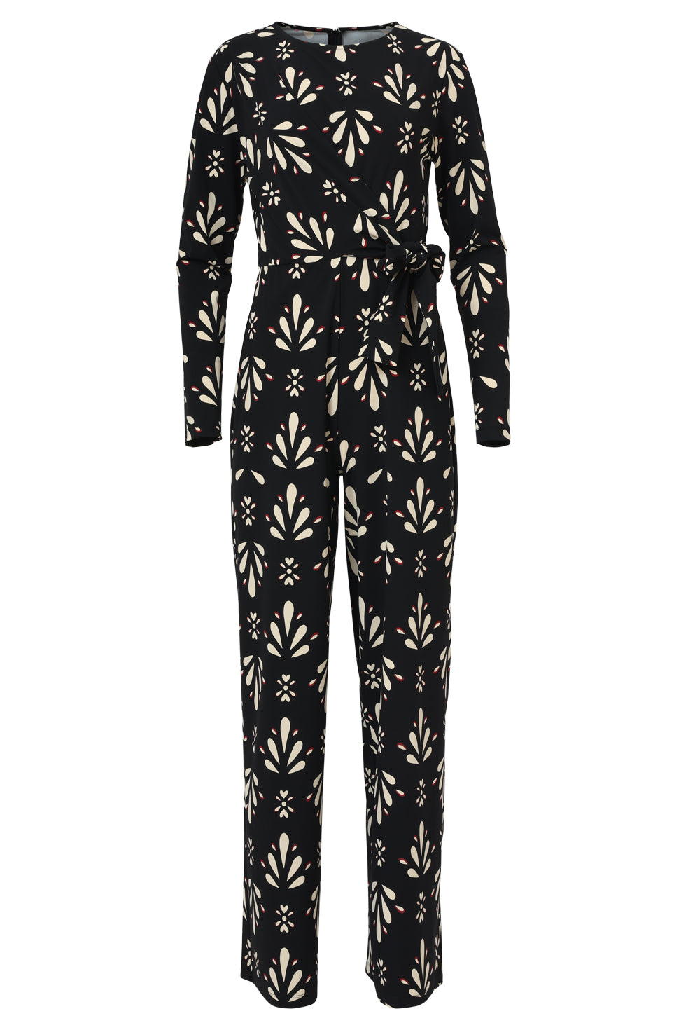 Ornamentaal Print Jumpsuit In Travelkwaliteit | Black - Off White