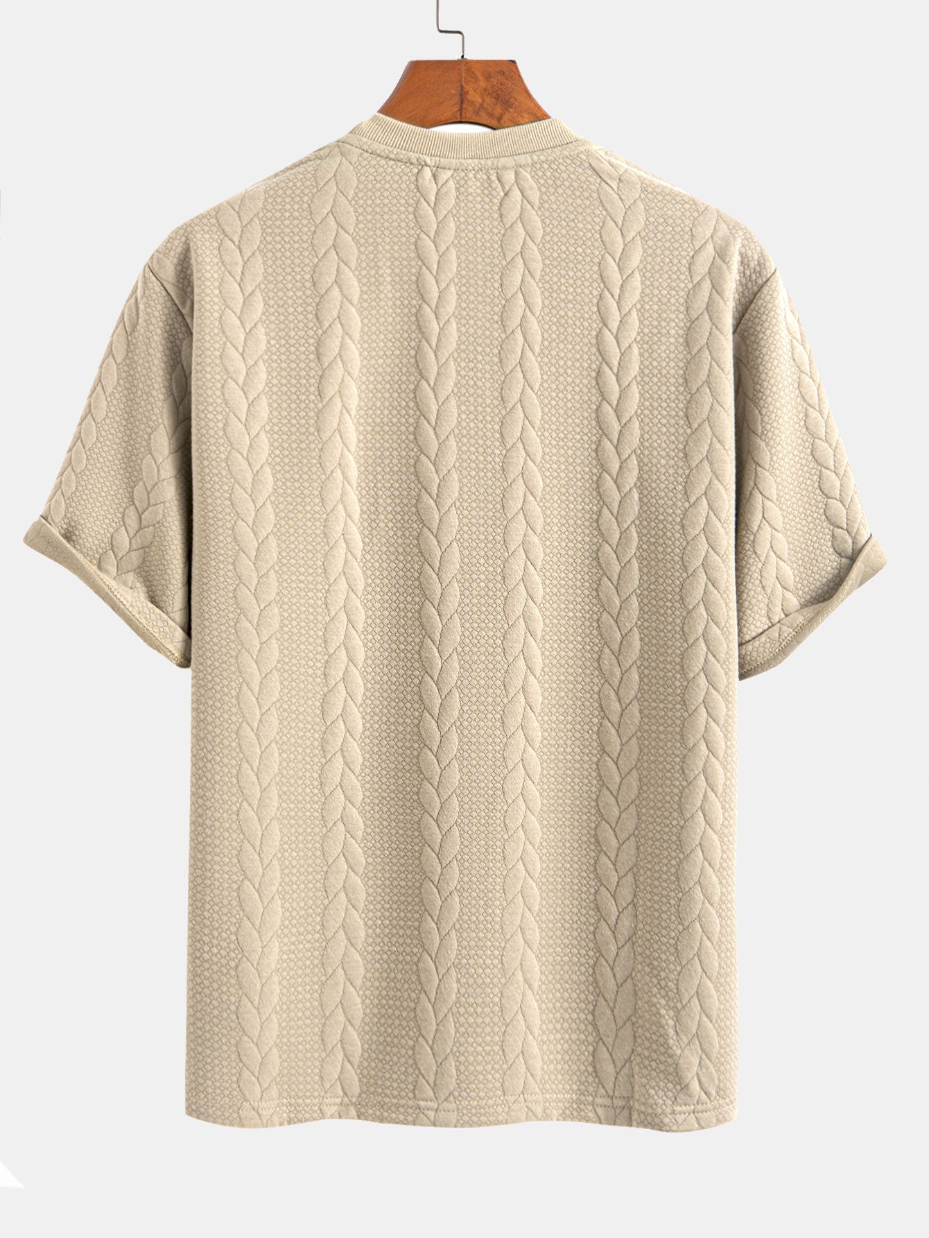 Avslappet Krój mellomlangt erme Twist jacquard T-shirt w szorty