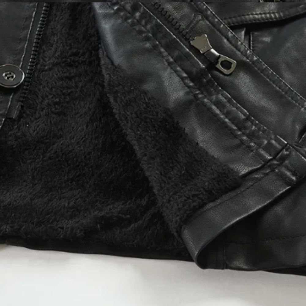 Elegancki długi skinnKurtka w bikerStyl