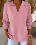 Sweter z avslappet Dekolt w serek w Jednolity Kolor