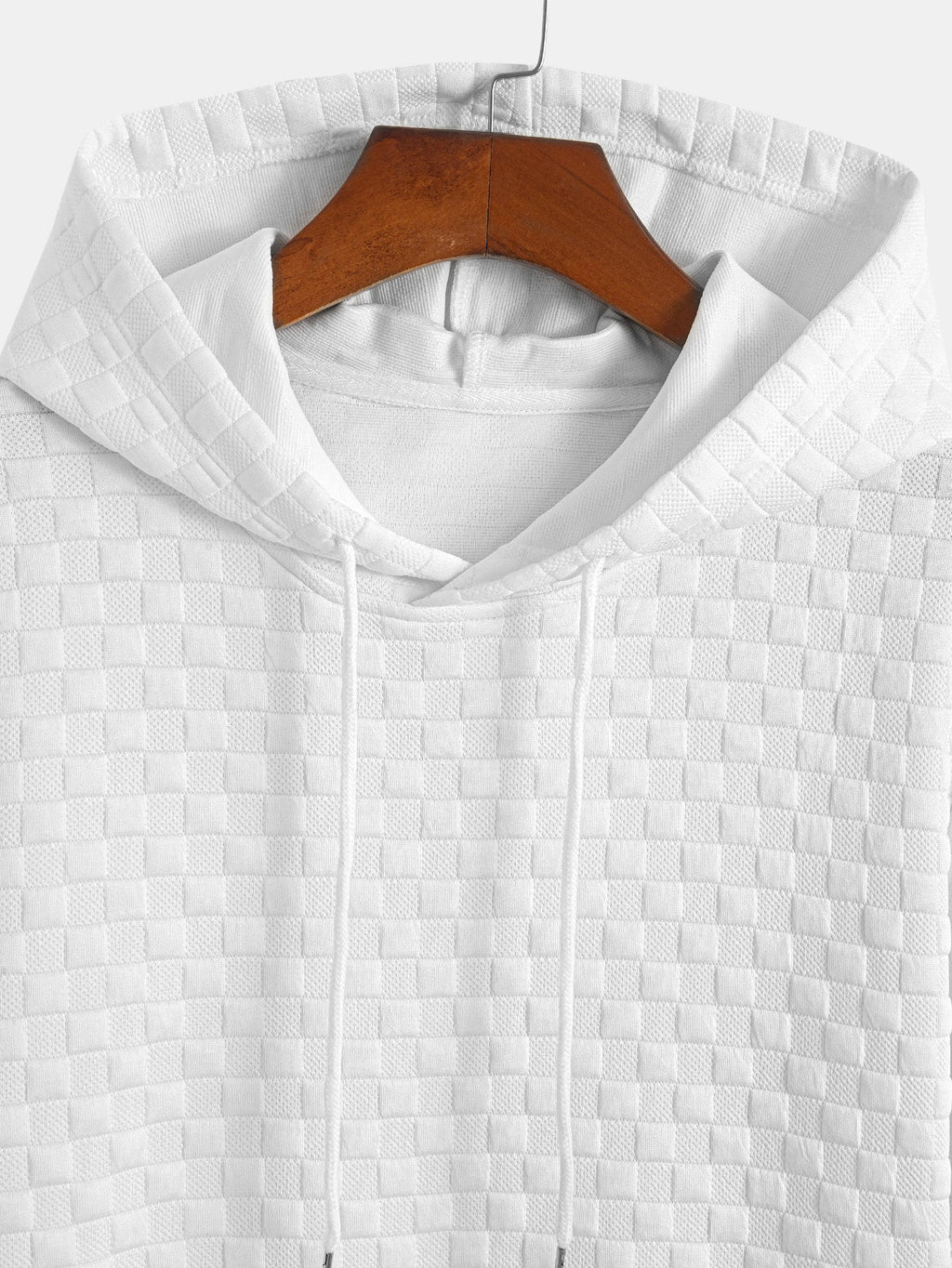 Rutemønster Jacquard bueformet kant hette-T-shirt w Rutemønster Jacquard szorty