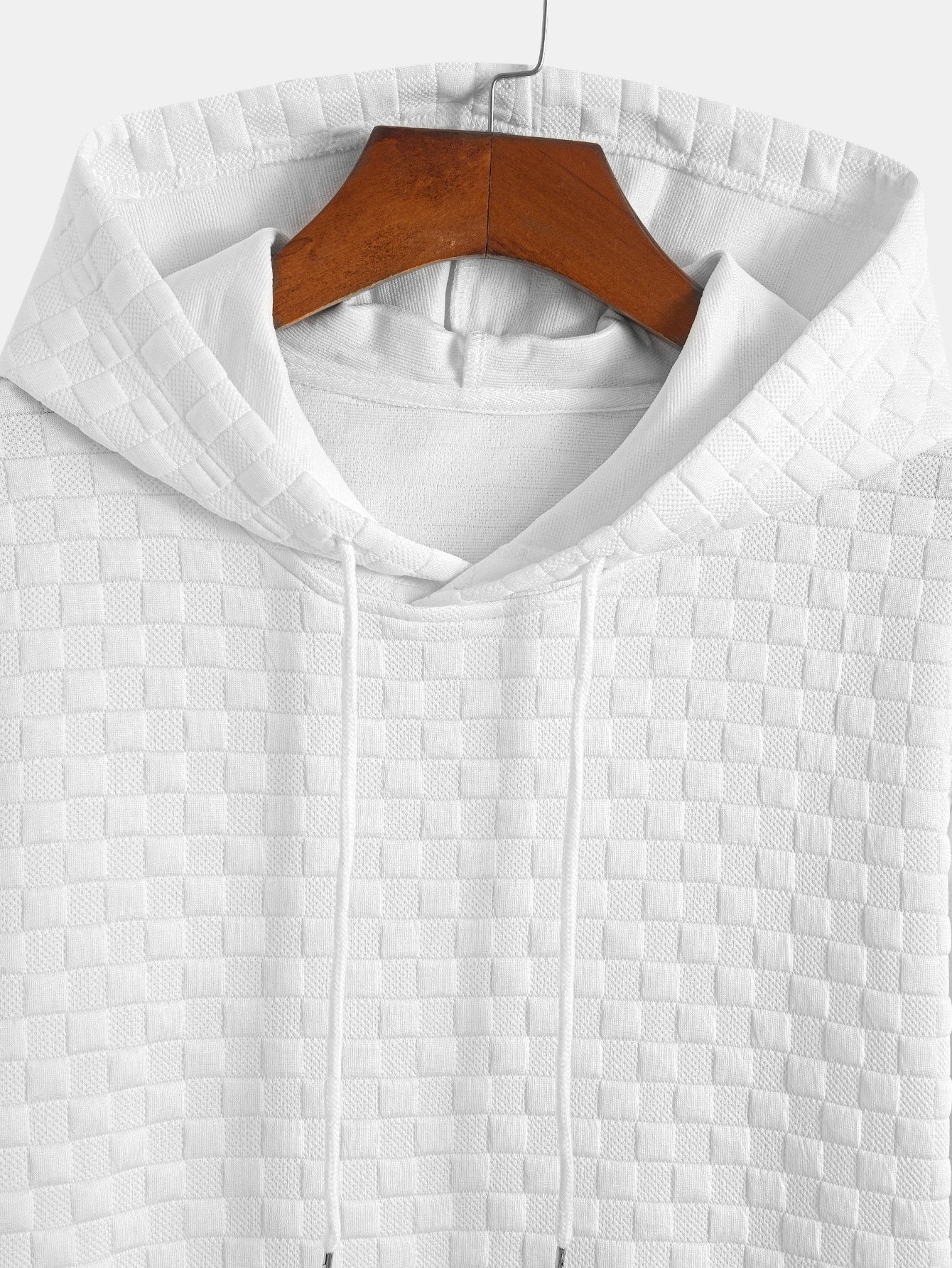 Rutemønster Jacquard bueformet kant hette-T-shirt w Rutemønster Jacquard szorty