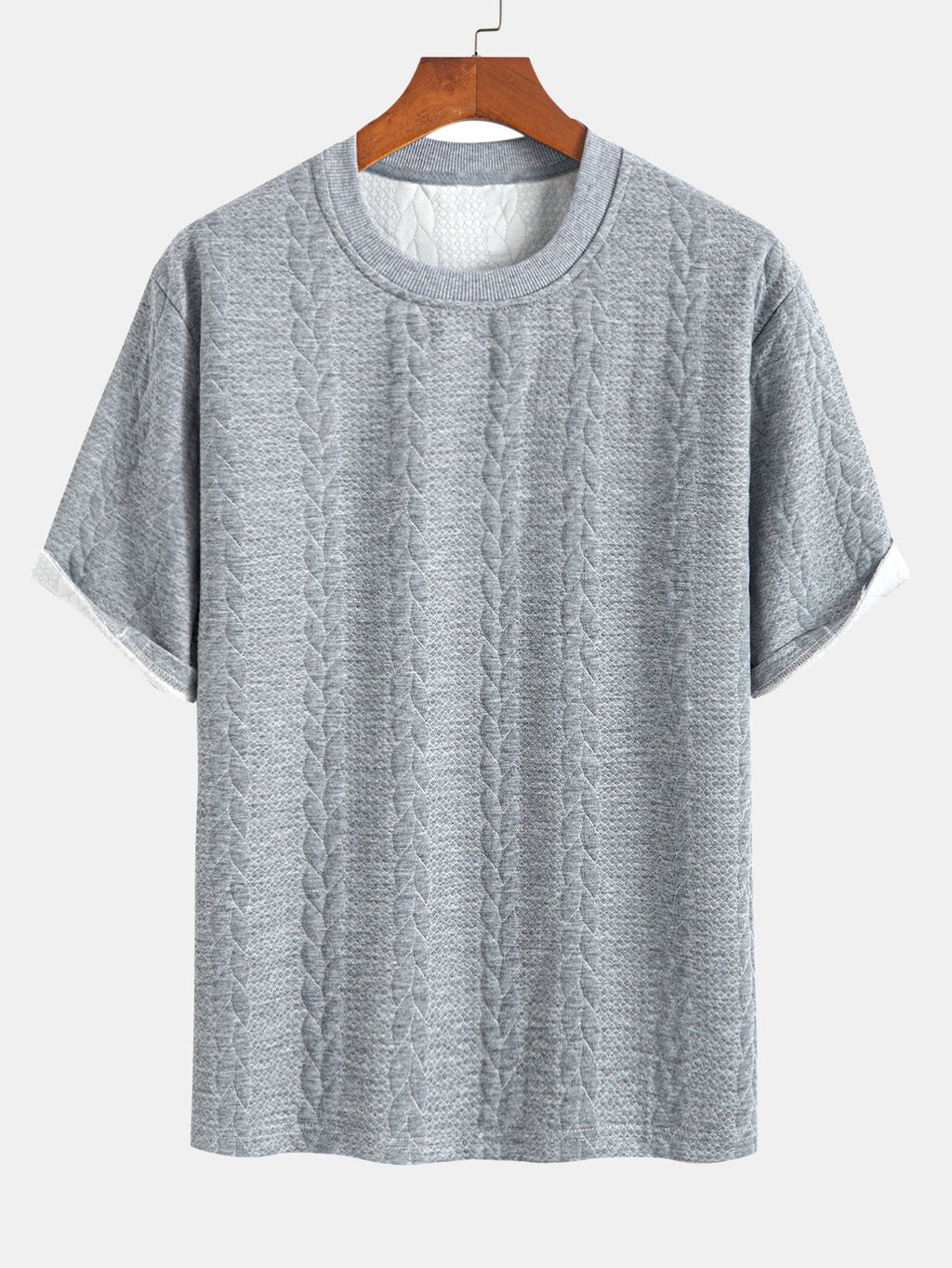 Avslappet Krój mellomlangt erme Twist jacquard T-shirt w szorty