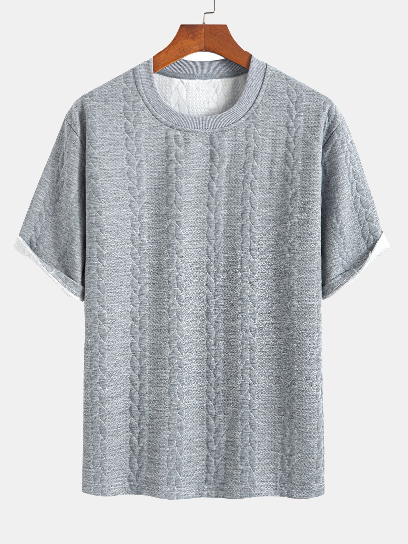 Avslappet Krój mellomlangt erme Twist jacquard T-shirt w szorty