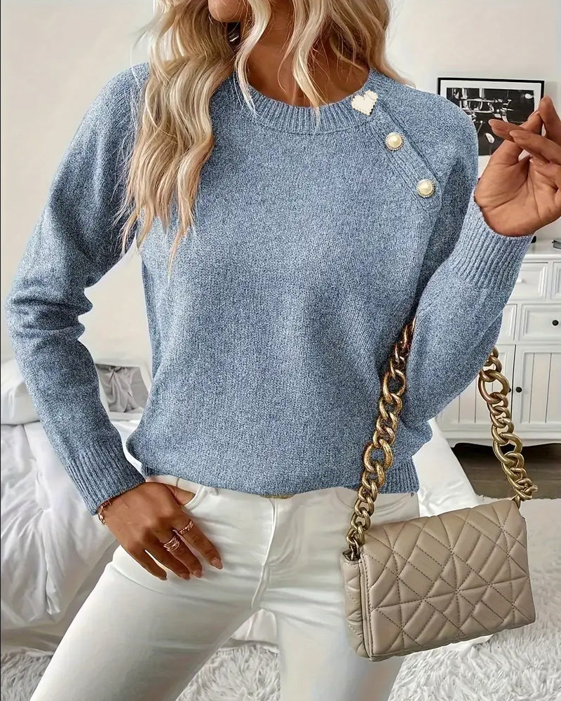 Sweter z knapppynt w raglanermer