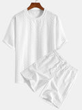 Avslappet Krój mellomlangt erme Twist jacquard T-shirt w szorty