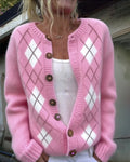 Kardigan z knapp w diamantplaid – Egenskaper