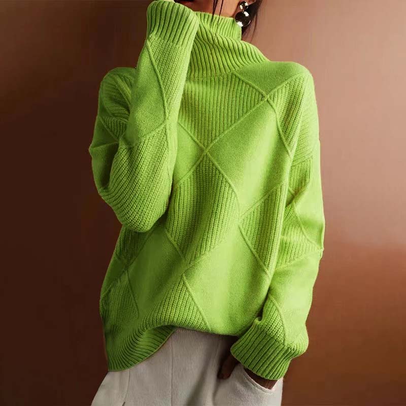 Casualowy Jednolity Dzianinowy Sweter