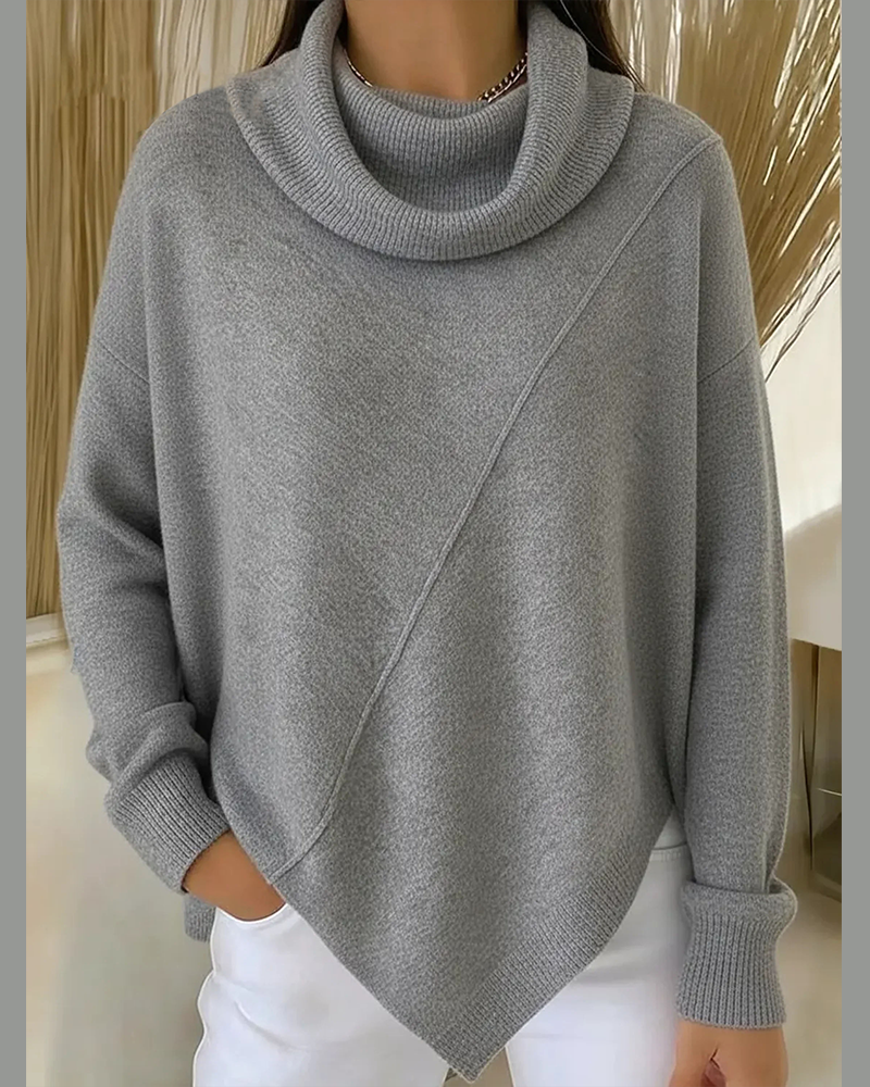 Sweter z asymmetrisk kołnierz