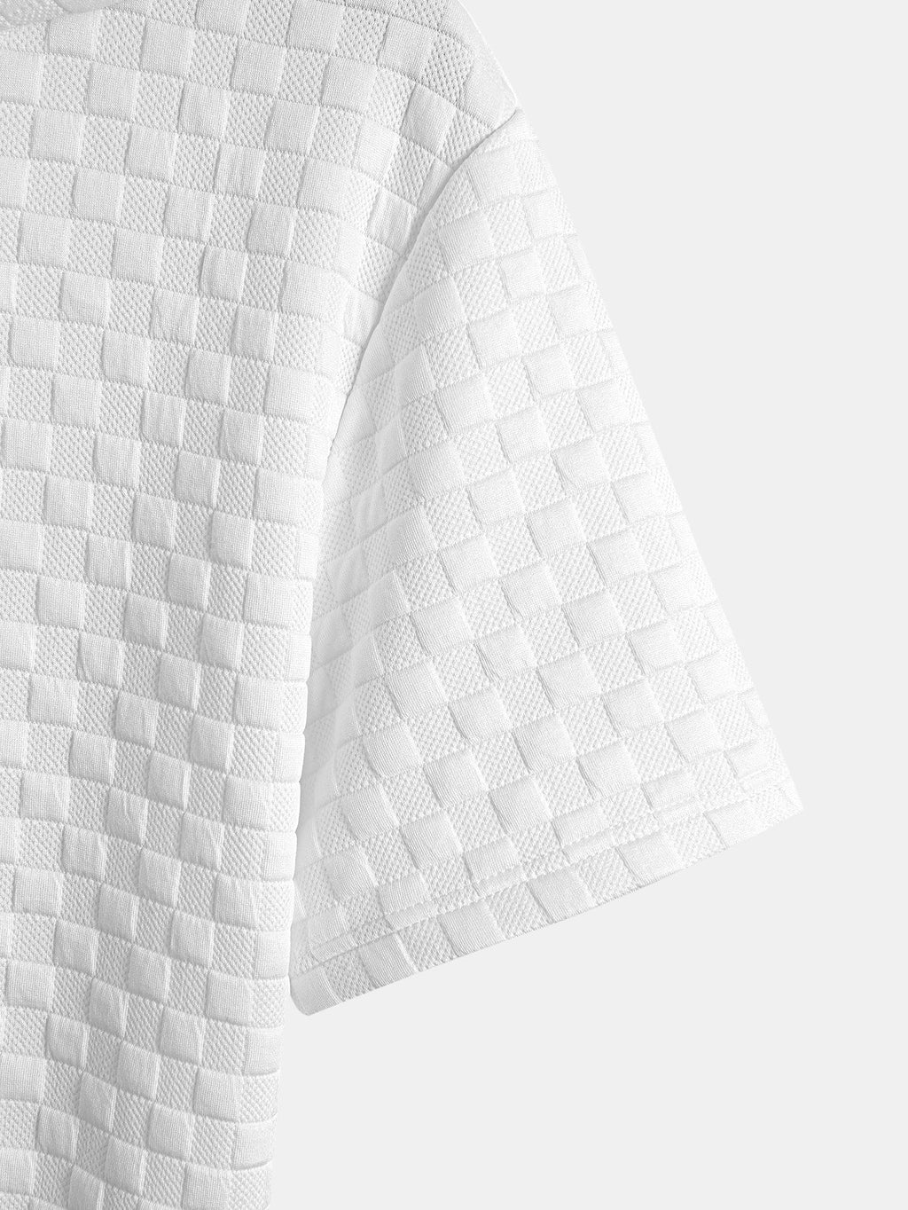 Rutemønster Jacquard bueformet kant hette-T-shirt w Rutemønster Jacquard szorty
