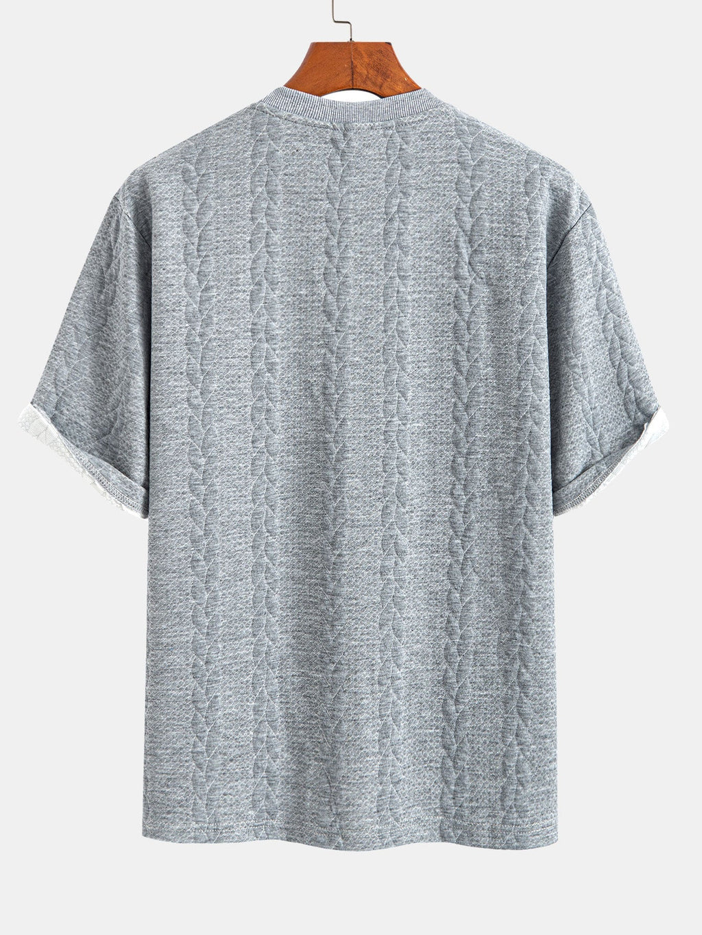 Avslappet Krój mellomlangt erme Twist jacquard T-shirt w szorty