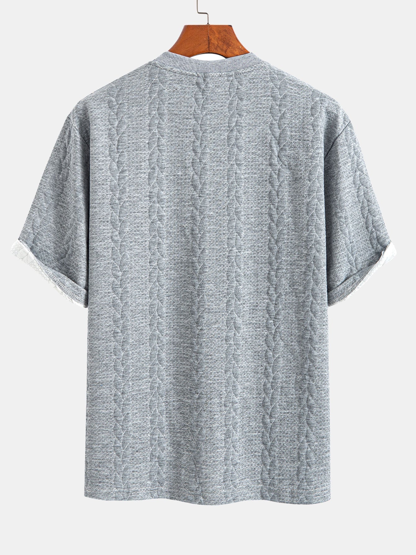 Avslappet Krój mellomlangt erme Twist jacquard T-shirt w szorty