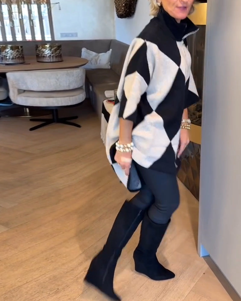 Sweter z ståkrage, Argyle-mønster, uregelmessig