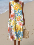 Ella™ PastellKolort blomsterprint sukienka midi