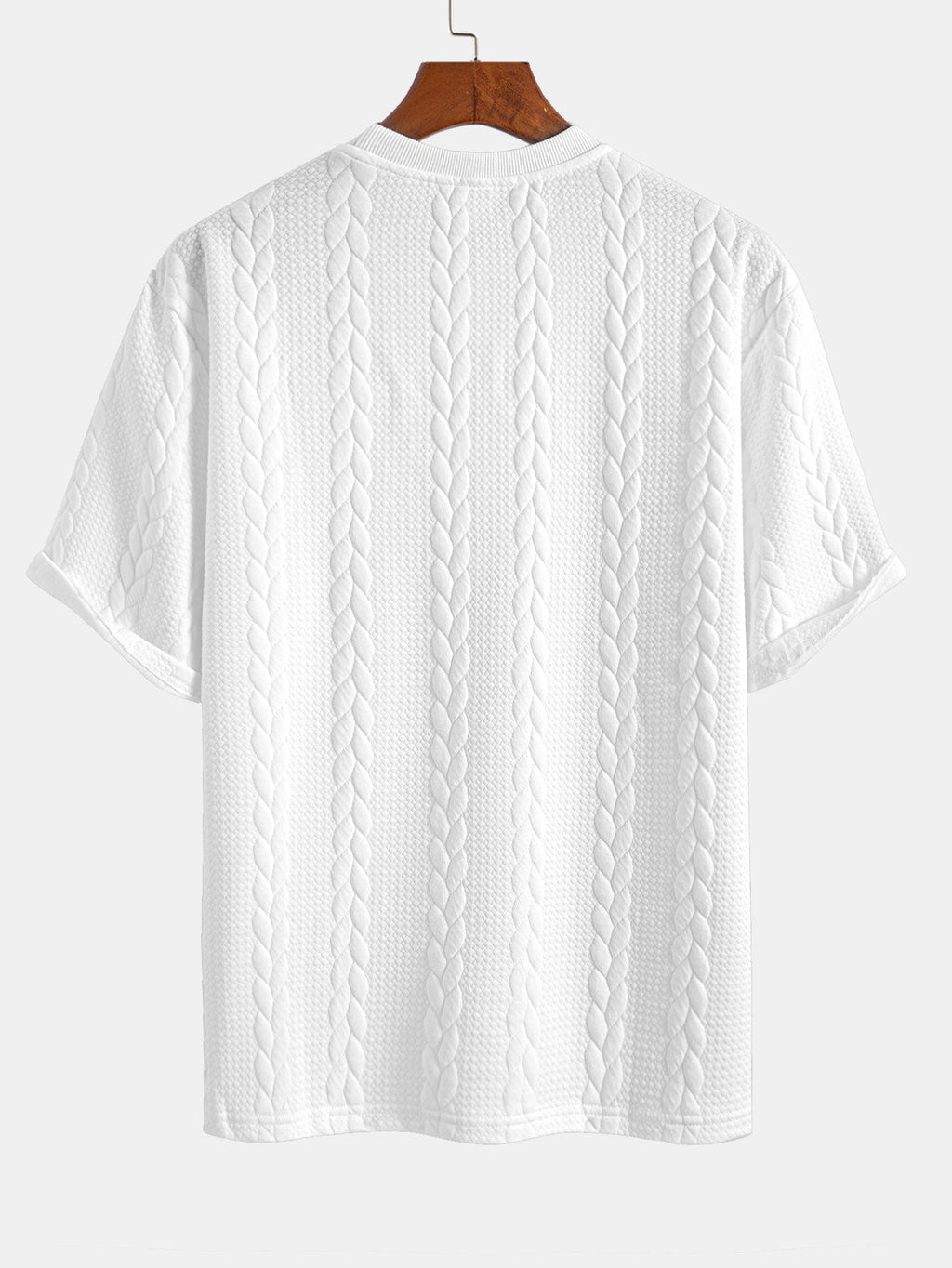 Avslappet Krój mellomlangt erme Twist jacquard T-shirt w szorty