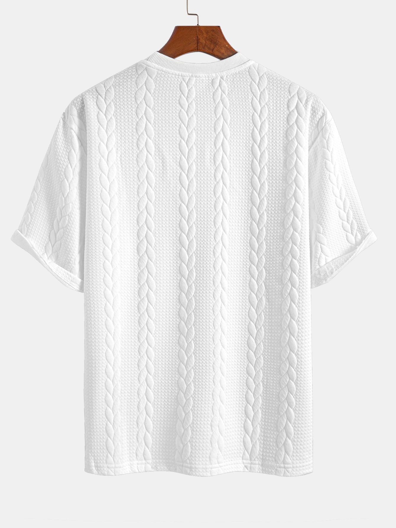 Avslappet Krój mellomlangt erme Twist jacquard T-shirt w szorty