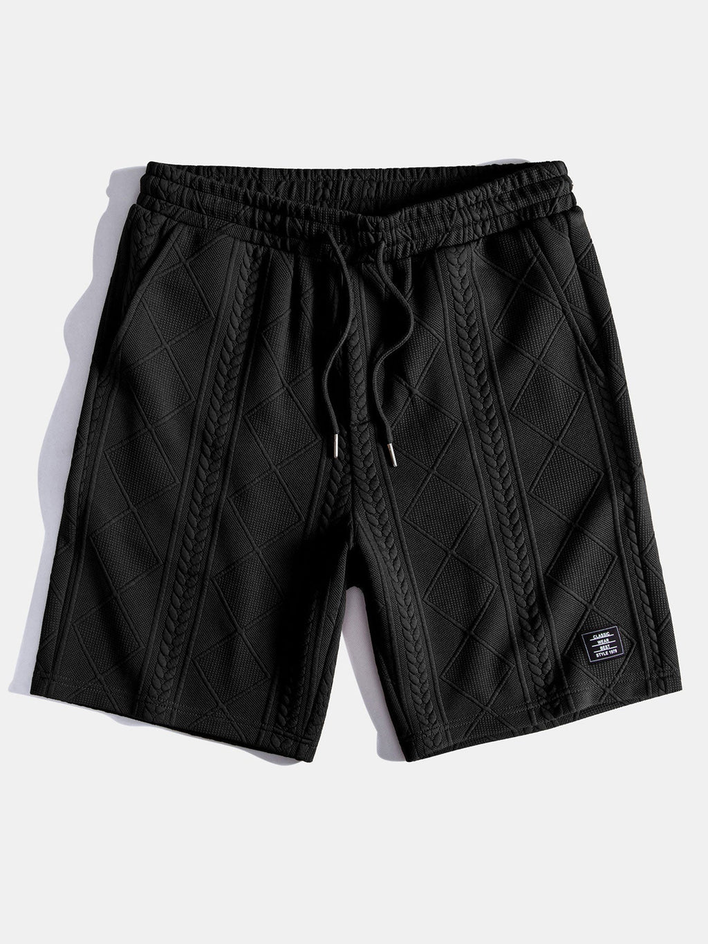 z krótkim rękawem geometrisk jacquard buet kant T-shirt w szorty
