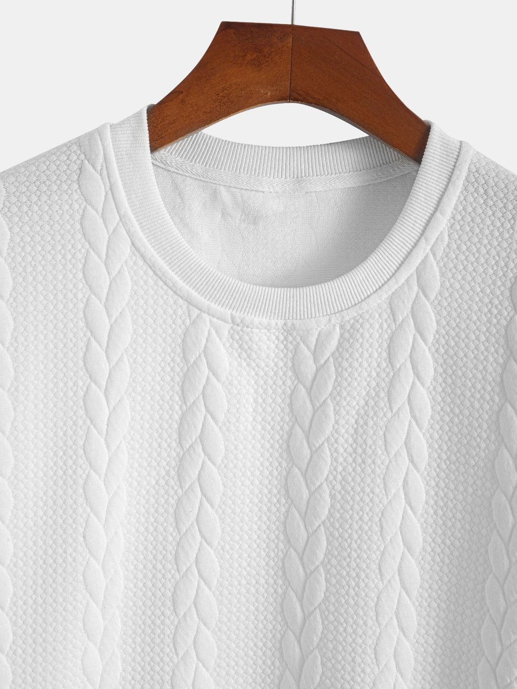 Avslappet Krój mellomlangt erme Twist jacquard T-shirt w szorty