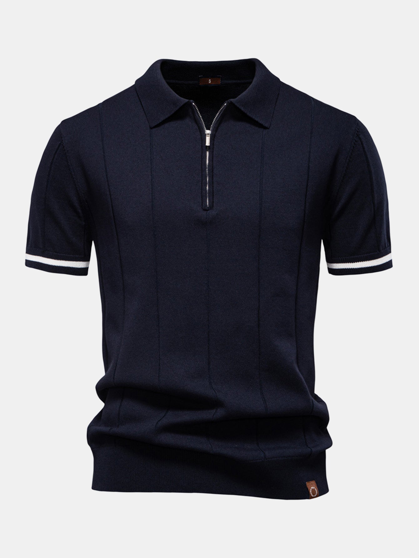 KontrastKolort bånd z zamek błyskawiczny Dzianinowy polokoszula w slim fit tilspissede Spodnie