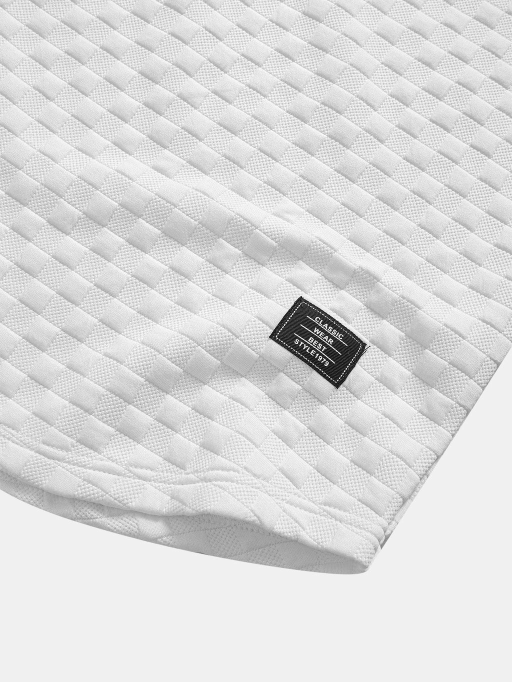 Rutemønster Jacquard bueformet kant hette-T-shirt w Rutemønster Jacquard szorty