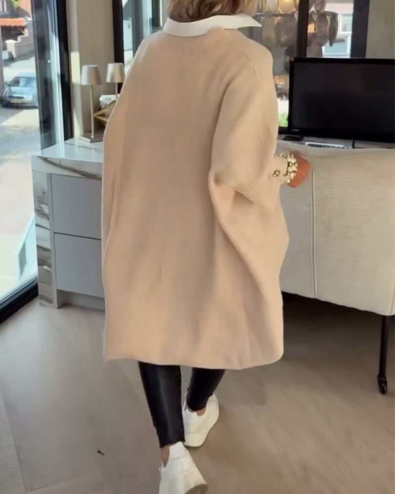 Sweter z Dekolt w serek, knappet w asymmetriske egenskaper
