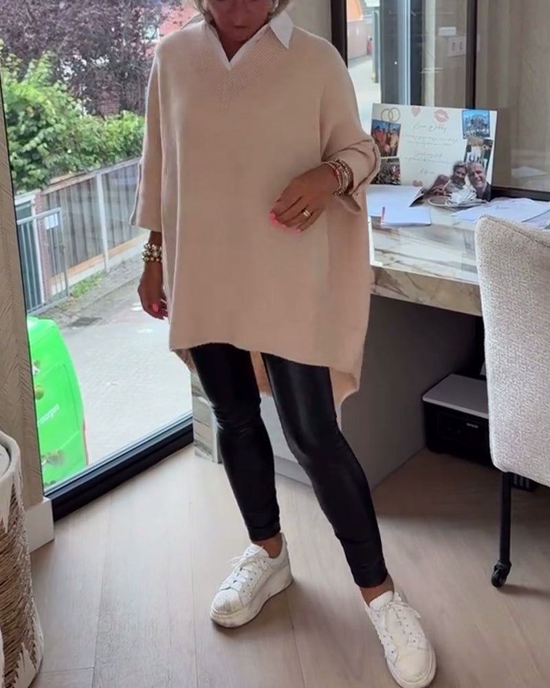 Sweter z Dekolt w serek, knappet w asymmetriske egenskaper