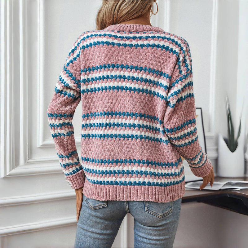 Casualowy W paski StrikkeSweter