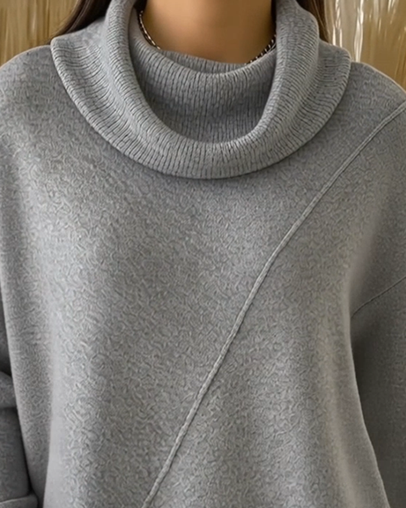 Sweter z asymmetrisk kołnierz