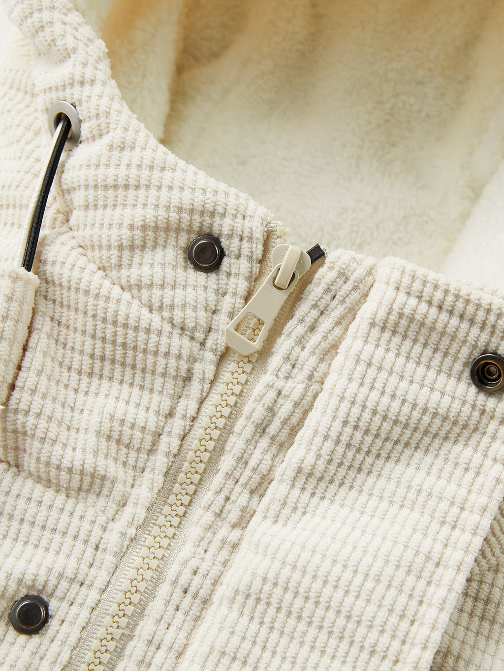Teddyforet corduroy vattert Kurtka z kaptur
